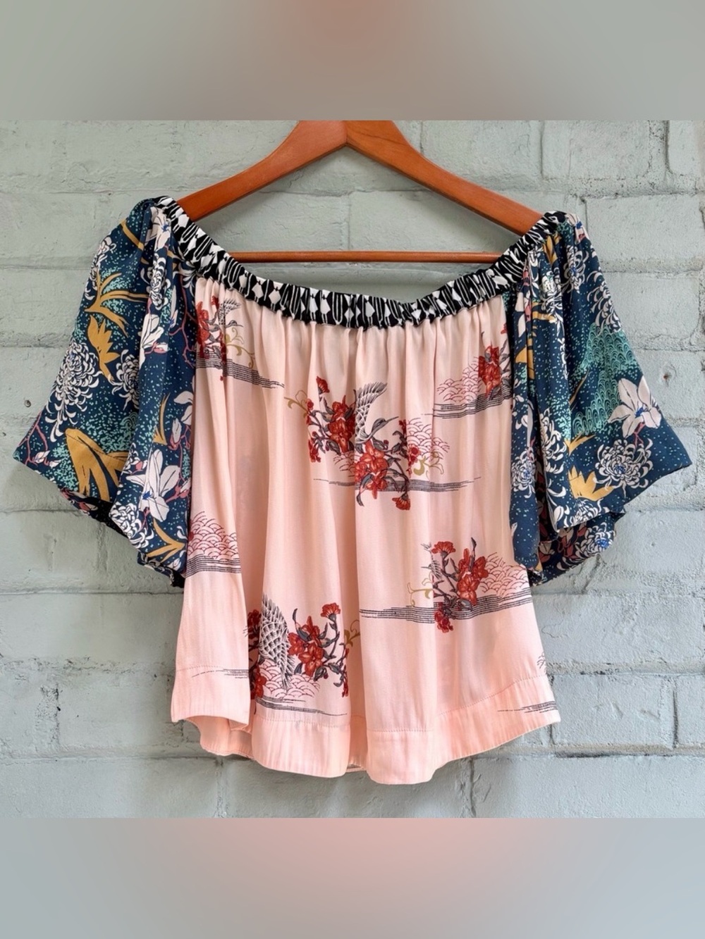 Free People Floral Off-Shoulder Top